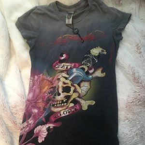 Ed Hardy sage green sage green ombre cap tee shirt